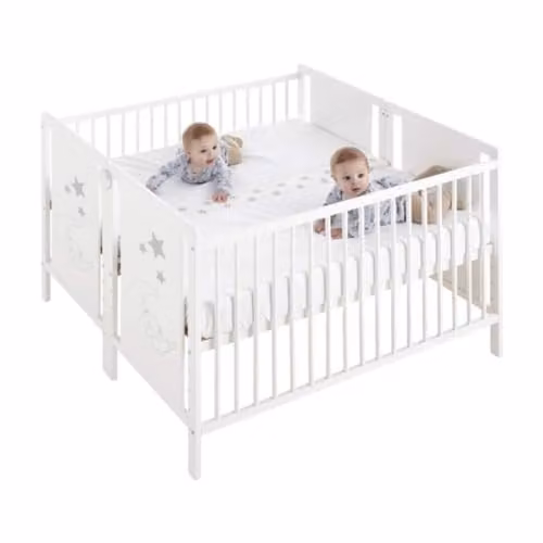 Cuna Gemelar CoolDreams de Indi en Madera de Haya Lacada Blanca An/P/Al: 120 x 60 cm