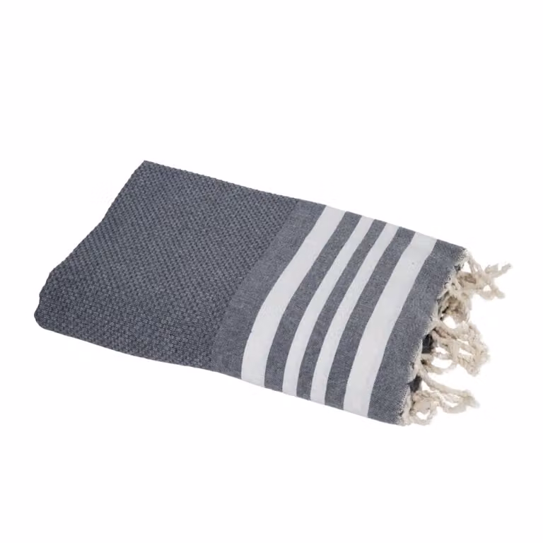Fouta de algodón Febronie con diseño de panel de abeja en color gris medio, An/P/Al: 100 x 200 cm