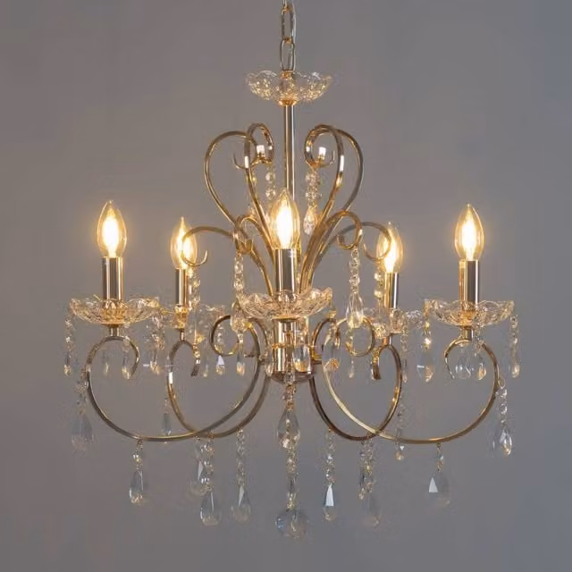 Aplique de pared barroco KosiLum de 2 luces con cristal y acabado dorado