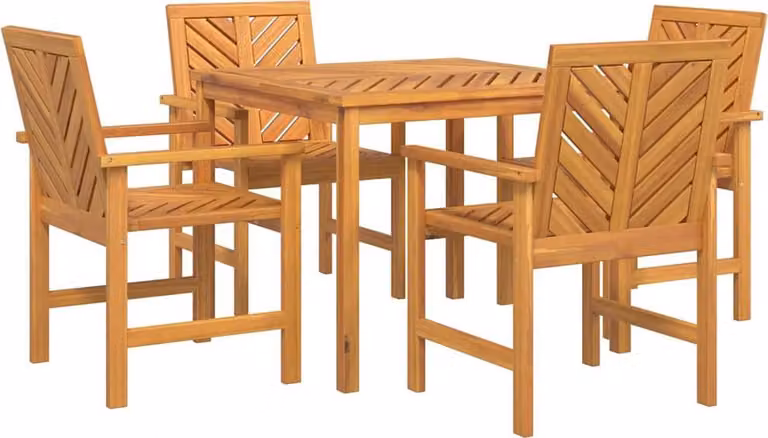 Conjunto de comedor de jardín Syfax de 5 piezas en madera de acacia aceitada color marrón