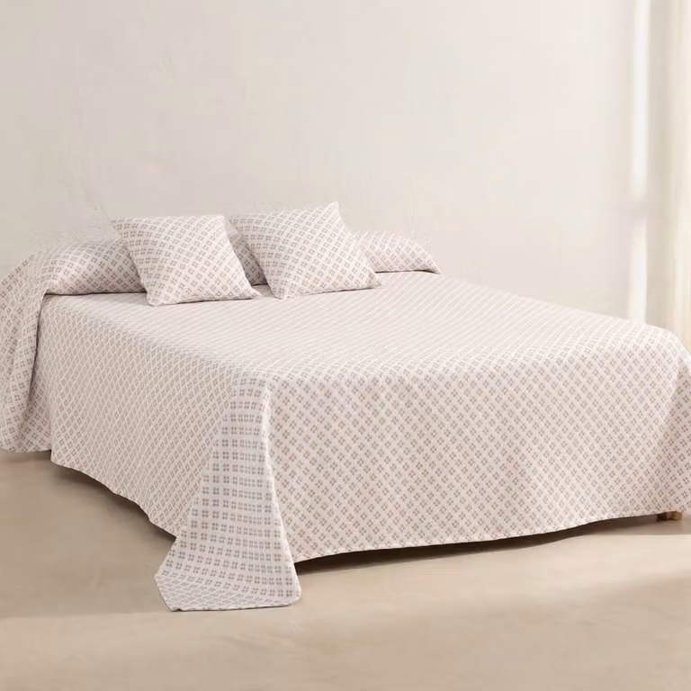 Colcha de algodón Gamusi en rosa con diseño de jacquard para cama de 150/160 cm, An/P: 250 x 270 cm