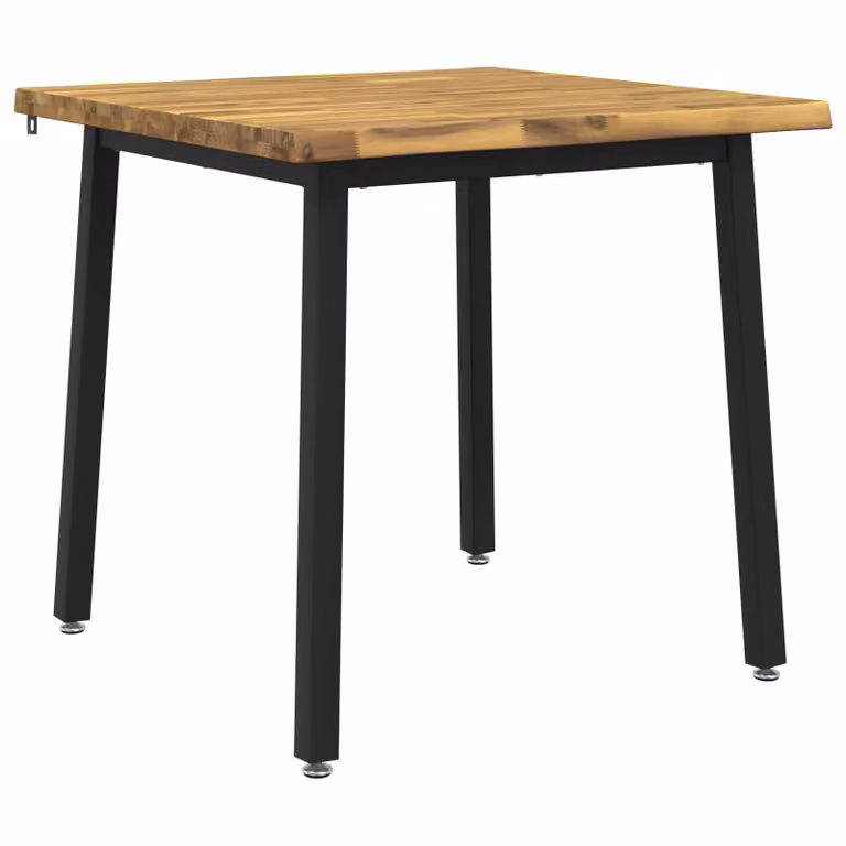 Mesa cuadrada moderna de madera de acacia sólida vidaXL en blanco y negro An/P/Al: 80 x 80 x 75 cm