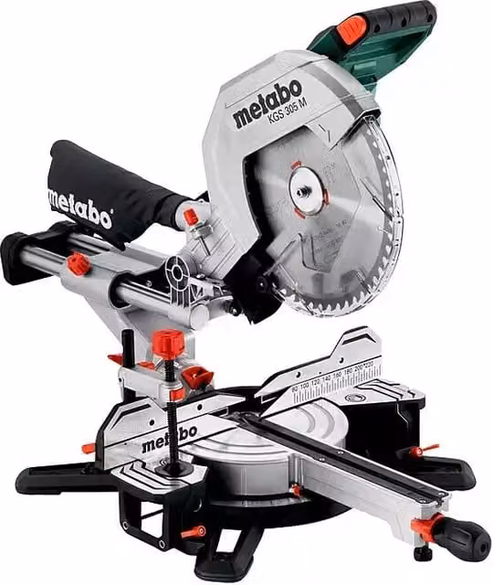 Sierra ingletadora Metabo KGS 305 M de 1600 W con hoja de 305 mm y 3700 r.p.m.