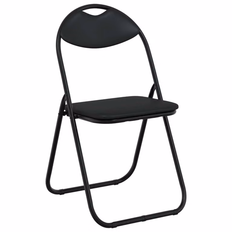 Set de 8 sillas plegables vidaXL en cuero sintético negro, An/P/Al: 48 x 43,5 x 81 cm