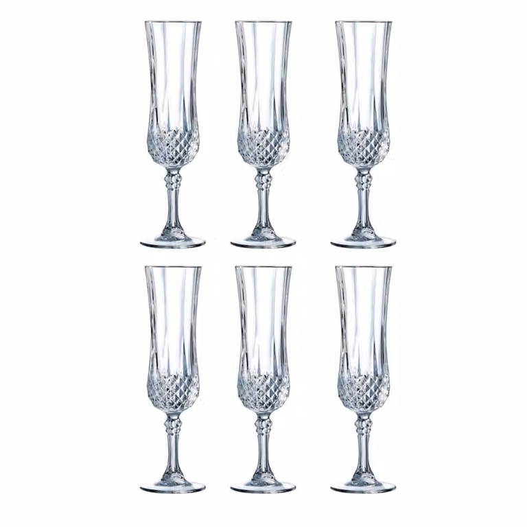 Juego de 6 copas de champagne flauta Cristal d'Arques en cristal transparente de 14 cl