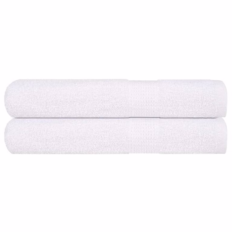 Set de 2 toallas FROGN de vidaXL en color blanco, 100 x 200 cm, 360 g/m² de algodón rizo con lazo para colgar