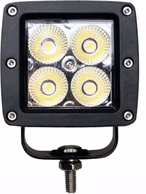 Lámpara de trabajo LED M-tech de 20W con luz blanca fría 6000K, diseño cuadrado en color negro y protección IP68