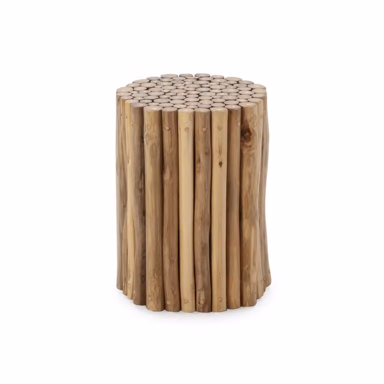 Taburete de madera natural estilo rústico de Fijalo An/P/Al: 30 x 30 x 40 cm