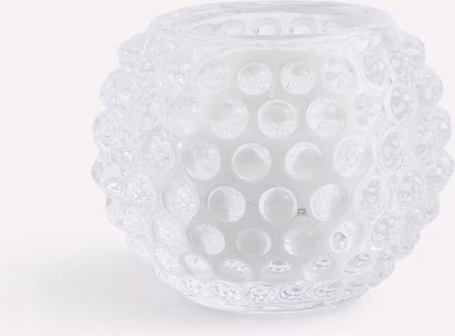 Portavelas Tealight Lublin de El Corte Inglés en cristal transparente con diseño geométrico redondo