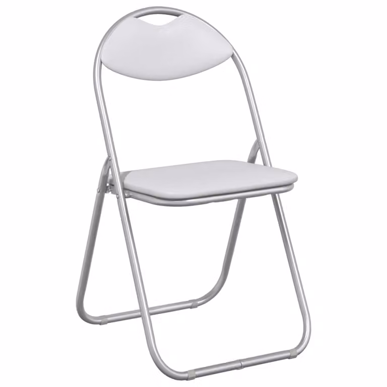 Set de 8 sillas plegables vidaXL en cuero sintético gris y blanco, An/P/Al: 48 x 43,5 x 81 cm