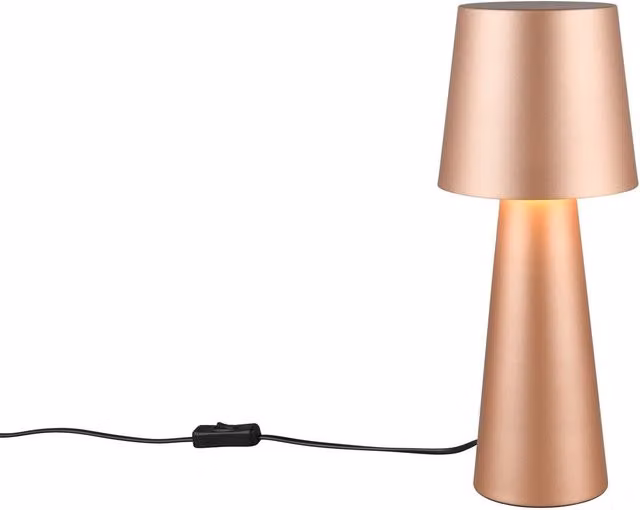Lámpara de sobremesa moderna Nubian de Trio Leuchten en color marrón y cobre con diseño cónico de metal y casquillo E27