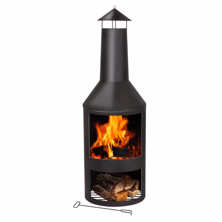 Chiminea BBQ Collection en acero negro para leña, An/P/Al: 44.5 x 44.5 x 13.4 cm