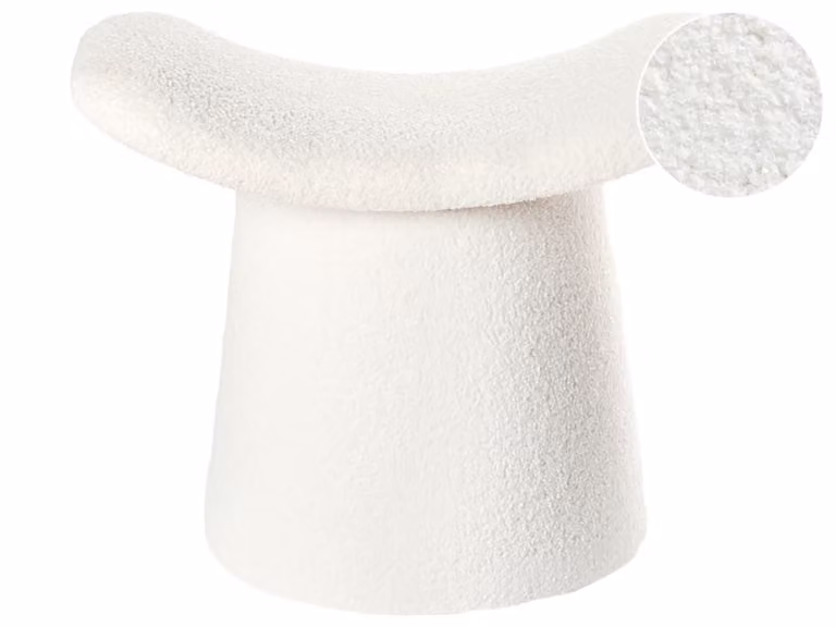Puf con capitoné Beliani en tejido bouclé color blanco crema y beige