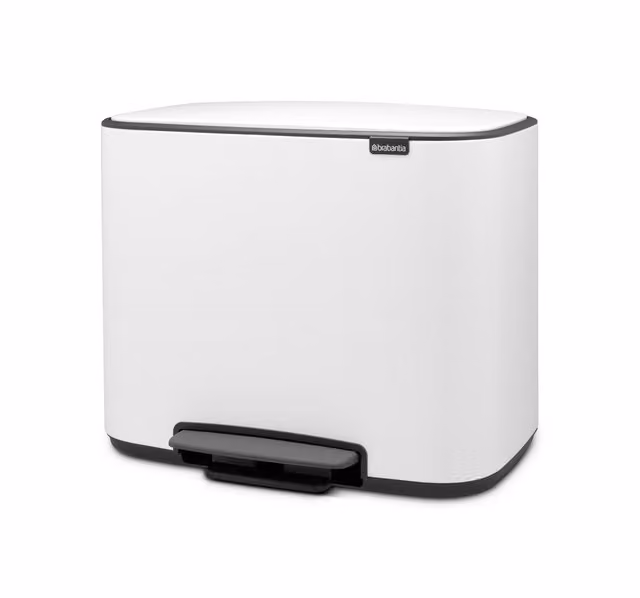 Cubo de basura con pedal Brabantia Bo de 36 litros en color blanco con sistema soft close y cubo interior extraíble