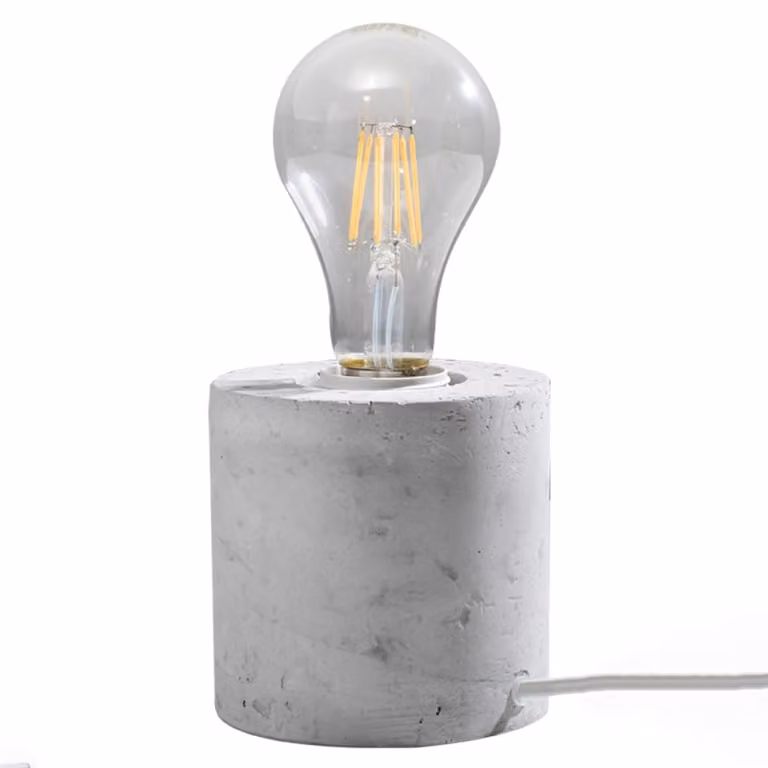Lámpara de mesa industrial Sollux Lighting de cristal transparente y concreto gris, Altura: 10 cm