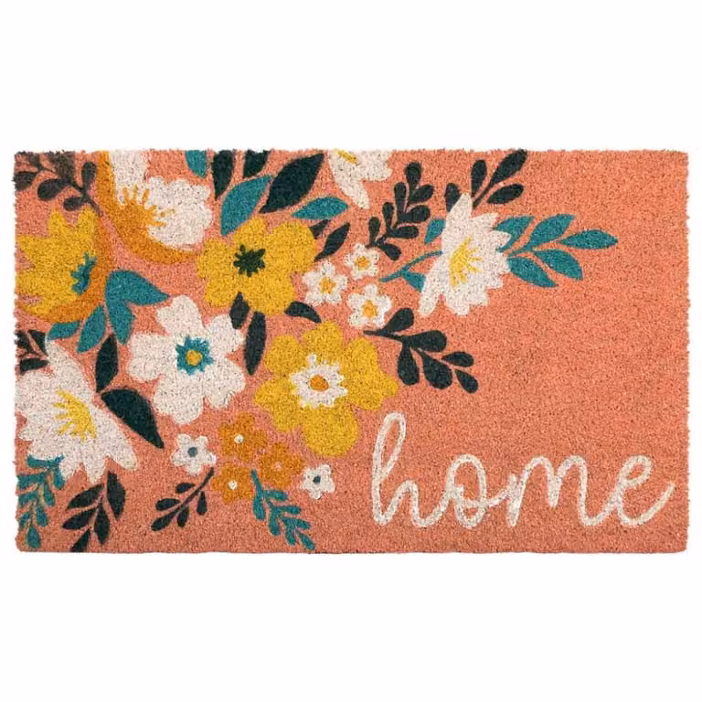 Felpudo rectangular Wanderlust deco con diseño floral multicolor de PVC antideslizante, An/P: 45 x 75 cm