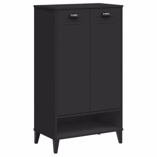 Armario zapatero Helloshop26 de madera para pasillo o salón, diseño moderno con puertas con estante abierto, color negro, An/P/Al: 107 x 35 x 35 cm
