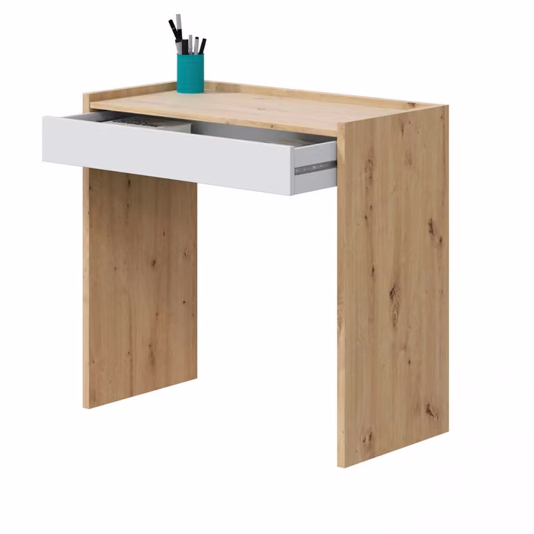 Mesa de escritorio infantil FORES en roble y blanco An/P/Al: 81,5 x 40 x 77 cm
