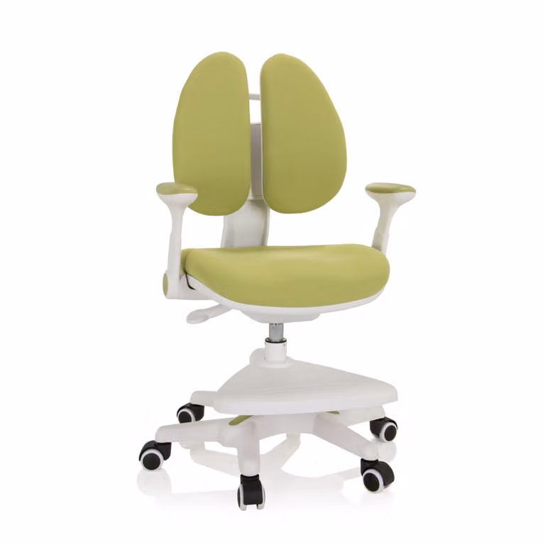 Silla de oficina para niños Kid Wing Grandit de Hjh Office en color verde con tapizado de tela y reposacabezas