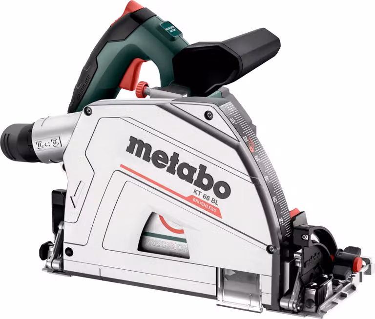 Sierra circular de inmersión Metabo KT 66 BL de 1200 W con motor brushless y metaBOX en color verde