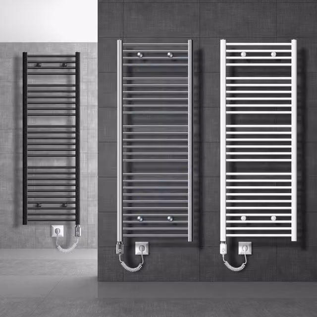 Radiador Toallero Eléctrico Luxebath Blanco con Termostato y Kit de Montaje An/P/Al: 50 x 80 x 6.5 cm
