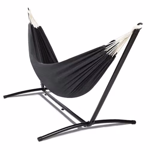 Hamaca con soporte de metal y lona de poliéster resistente a los rayos UV de IDMarket en color gris antracita