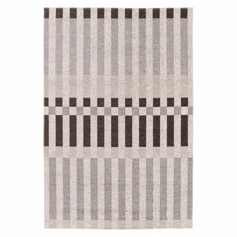 Alfombra AFK Living para interior y exterior, diseño de rayas en color gris, fabricada con material 100% reciclado, An/P: 120 x 170 cm