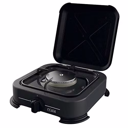 Hornillo de gas Incasa de un fuego para mesa en color negro con funcionamiento de butano