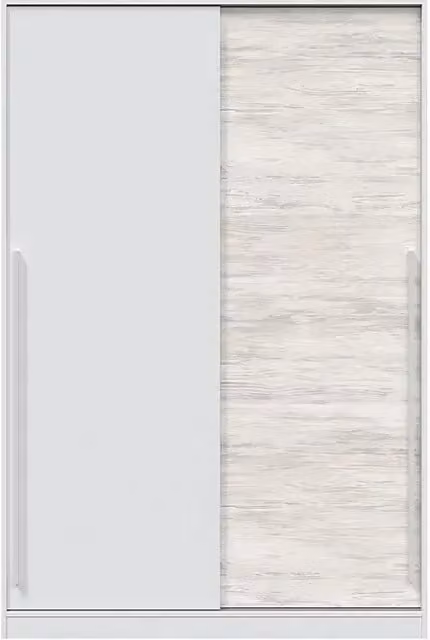 Armario de 2 puertas correderas Fores en color blanco con estantes y barra de colgar, An/P/Al: 120 x 50 x 200 cm