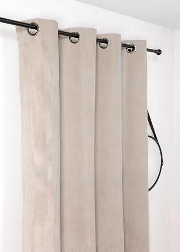 Cortina oscurecedora térmica y aislante Linder Alberta de poliéster con ollaos, color beige, An/Al: 140 x 260 cm