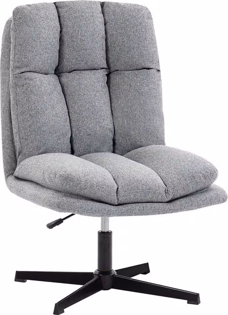 Butaca de salón Homcom giratoria 360 grados con reposabrazos, tapizada en lino gris, An/P/Al: 63 x 75 x 102 cm