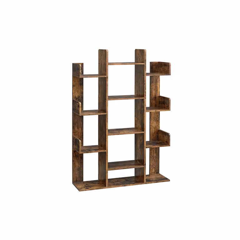 Librería VASAGLE en forma de árbol con 13 compartimentos, color marrón, An/P/Al: 86 x 25 x 140 cm