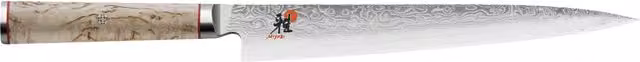 Cuchillo de tallado Miyabi Sujihiki de acero inoxidable con mango de madera en color marrón, 24 cm