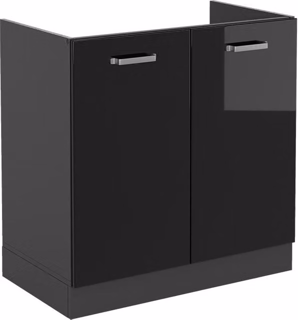 Armario bajo para fregadero Vicco R-Line en negro brillo intenso de 80 cm