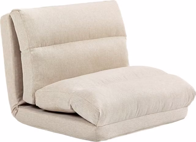 Silla de suelo HOMCOM con función de cama, respaldo inclinable y plegable, color beige, An/P/Al: 70 x 41 x 56 cm
