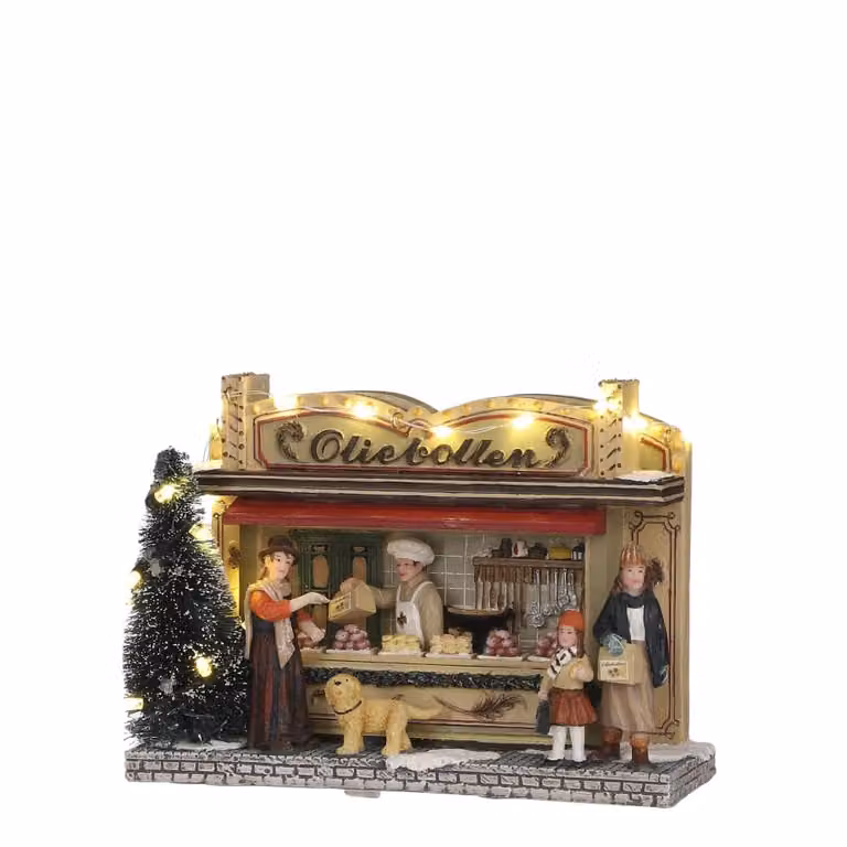 Miniatura de la aldea de navidad LuVille Puesto de rosquillas multicolor Altura: 12 cm