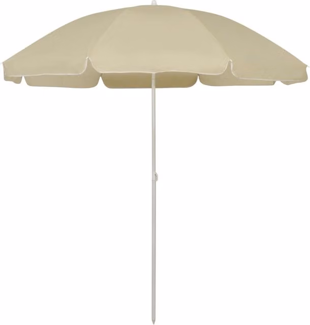 Sombrilla de playa SYFAX en colores amarillo, blanco y beige de poliéster con diámetro de 240 cm