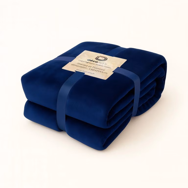 Manta reversible de flanela sherpa Deco Arts en azul, An/P: 150 x 200 cm