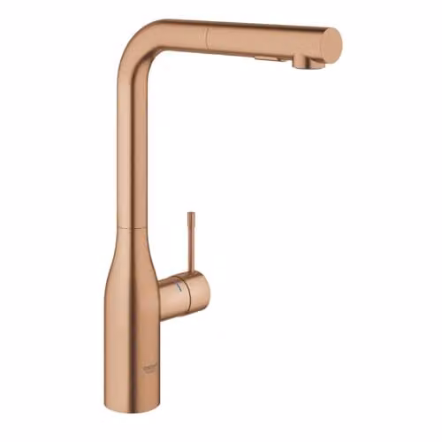 Mezclador monomando para fregadero Grohe Essence en color oro rosa y bronce