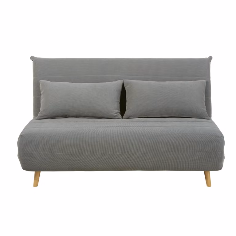 Sofá cama click clack de 2 plazas Maisons du Monde en tela gris con estructura de madera y espuma