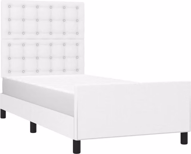Estructura de cama tapizada en cuero sintético SYFAX color blanco An/P/Al: 90 x 200 x 118 cm