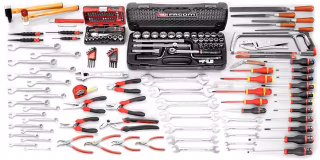 Set de herramientas para mantenimiento industrial Facom Cm.130a en color negro y multicolor con 165 piezas