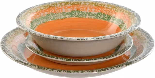 Set de vajilla de gres FIJALO para adultos, 18 piezas, color naranja, An/P/Al: 27 x 27 x 2 cm