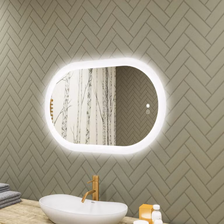 Espejo de baño ovalado Artforma con iluminación LED y sensor táctil An/Al: 80 x 50 cm
