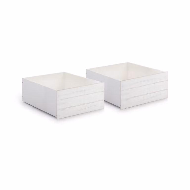 Pack de 2 cajones de madera Duehome para almacenamiento en color blanco vintage, An: 90 cm, Al: 68 cm