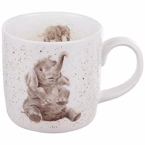 Mug de porcelana Portmeirion Wrendale Designs con diseño de elefante en multicolor y blanco, 252 ml