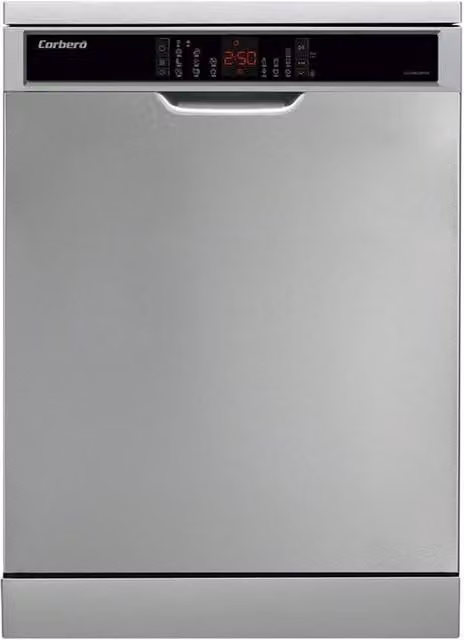 Lavavajillas de libre instalación Corbero Clvv8622invx en color plata con 15 servicios y acabado en acero inoxidable