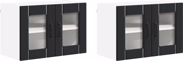 Juego de 2 armarios de pared modernos Helloshop26 para cocina en madera MDF, An/P/Al: 60 x 31 x 40 cm, color negro o marrón