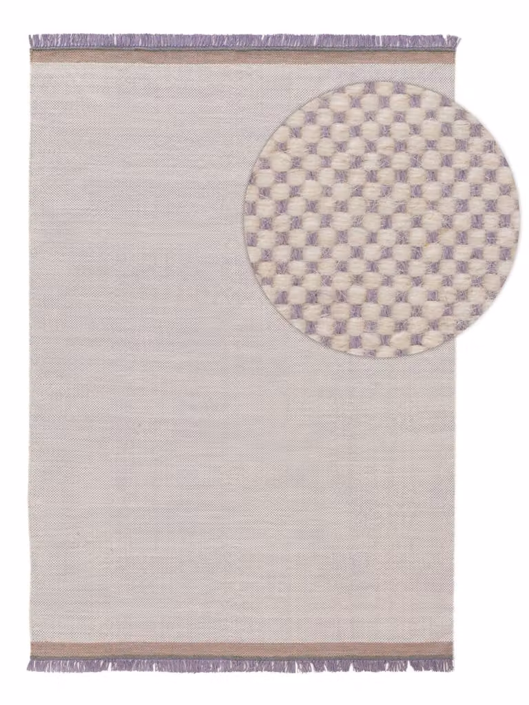 Alfombra de lana y algodón Benuta color morado con flecos, rectangular, An/P: 200 x 300 cm