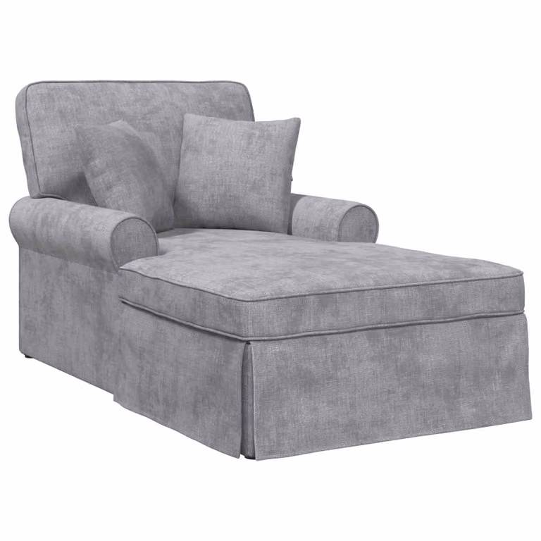 Chaise Lounge ARES de vidaXL con falda en gris claro, diseño moderno tapizado y forma en L con orientación izquierda. An/P/Al: 157 x 91 x 91 cm